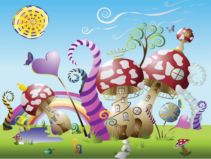 Fototapeta 4dílná Mochomůrky | Fototapety - FOTOTAPETY PRO DĚTI