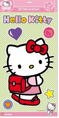 Hello Kitty s aktovkou 3D XXL | DĚTSKÉ DEKORACE - DEKORACE HELLO KITTY